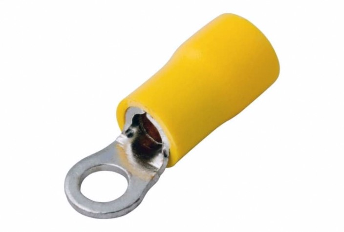 Наконечник REXANT 08-0052 (уп 100 шт) кольцевой изолированный ø 5.3 мм 4-6 мм² желтый [08-0052]