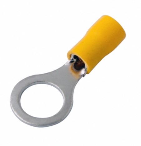 Наконечник REXANT 08-0055 (уп 100 шт) кольцевой изолированный ø 10.5 мм 4-6 мм² желтый [08-0055]