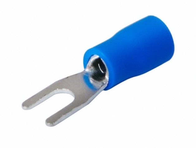Наконечник REXANT 08-0131 (уп 100 шт) вилочный изолированный 3.2 мм 1.5-2.5 мм² синий [08-0131]