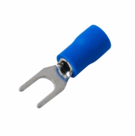 Наконечник REXANT 08-0132 (уп 100 шт) вилочный изолированный 4.3 мм 1.5-2.5 мм² синий [08-0132]
