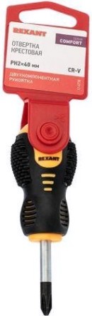 Отвертка крестовая REXANT PH 2х40 мм Cr-V двухкомпонентная рукоятка [12-4730]