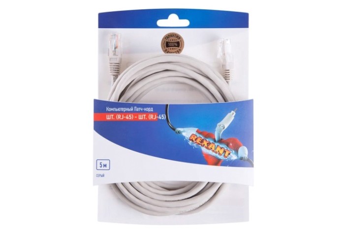 Пaтч-корд REXANT 06-3204 U/UTP, CAT 5e, RJ45-RJ45 неэкранированный, PVC