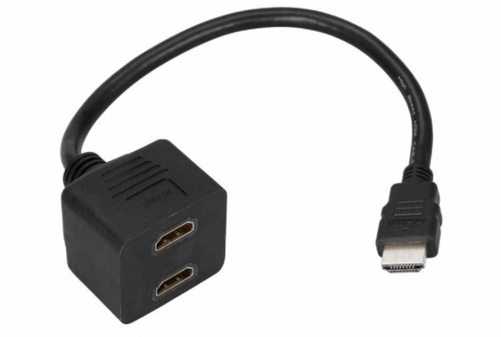 Переходник штекер REXANT 17-6832 HDMI-2 гнезда HDMI с проводом, черный 10шт/уп