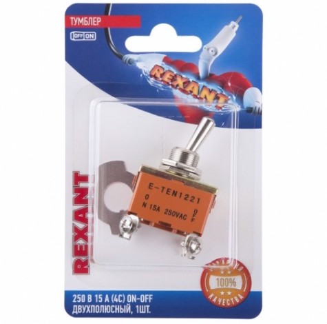 Переключатель REXANT 06-0326-B Тумблер 250V 15А (4c) ON-OFF двухполюсный (KN-201) Переключатель REXANT 06-0326-B Тумблер 250V 15А (4c) ON-OFF двухполюсный (KN-201)