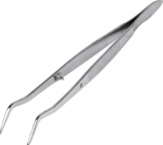 Пинцет REXANT 12-0358 изогнутый, узкий, фиксатор, рифленый 160 мм