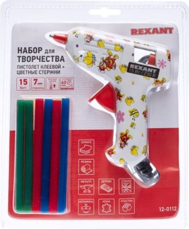 Пистолет термоклеевой сетевой REXANT 12-0112 + набор цветных стержней 12 шт. Пистолет термоклеевой сетевой REXANT 12-0112 + набор цветных стержней 12 шт.