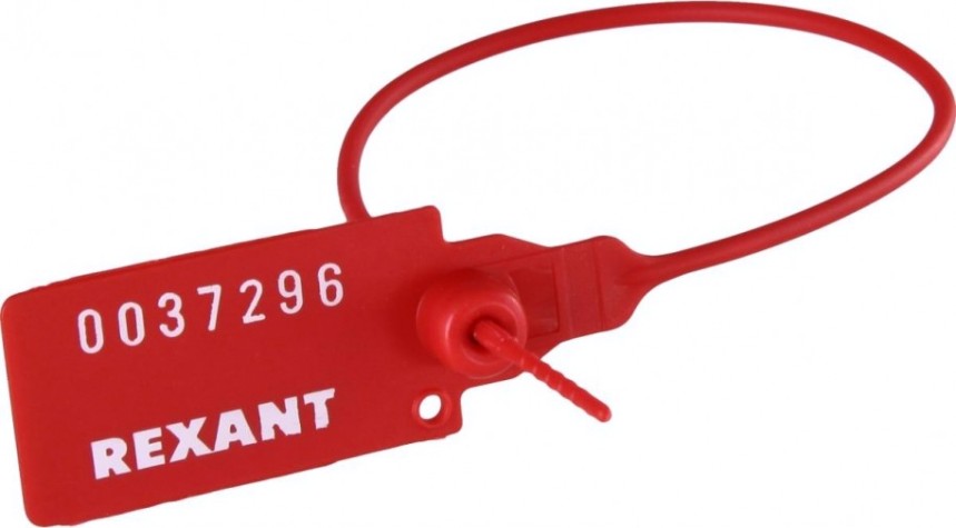 Пломба REXANT 07-6111 пластиковая, номерная, 220мм, красная (50 штук)