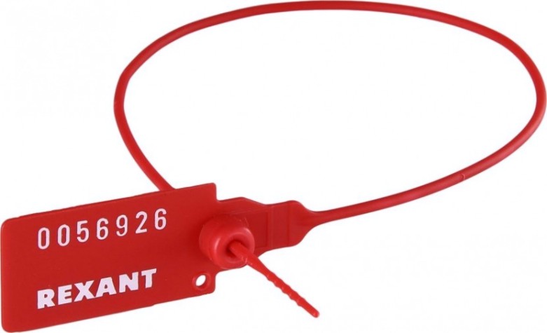 Пломба REXANT 07-6131 пластиковая, номерная, 320мм, красная (50 штук)