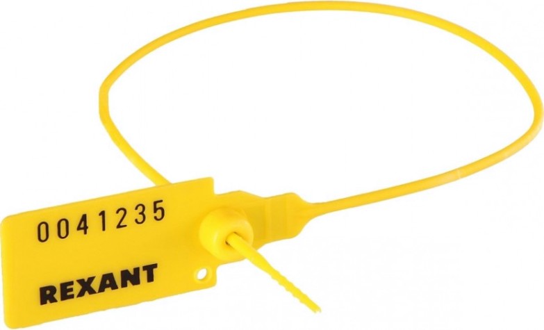 Пломба REXANT 07-6132 пластиковая, номерная, 320мм, желтая (50 штук)