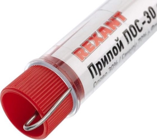 Припой REXANT ПР3099 с канифолью пос-30, 10г, 1мм, (олово 30%, свинец [09-3099]