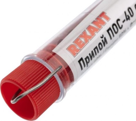 Припой REXANT ПР3100 с канифолью пос-40, 10г,1мм, (олово 40%, свинец [09-3100]
