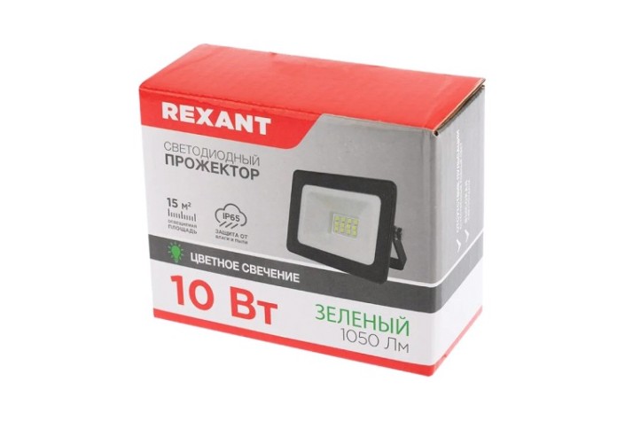 Прожектор REXANT 605-014 цветного свечения (зеленый) 10Вт Прожектор REXANT 605-014 цветного свечения (зеленый) 10Вт