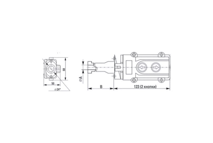 Пульт кнопочный REXANT 36-9210 ПК-2 на 2 кнопки IP54