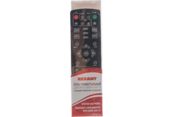 Пульт REXANT 38-0014 Д/У универсальный для DVB-T2 (RX-DVB-014) Пульт REXANT 38-0014 Д/У универсальный для DVB-T2 (RX-DVB-014)