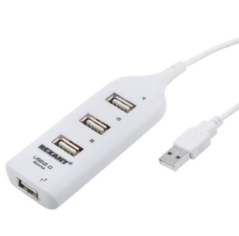 Разветвитель REXANT 18-4105-1 USB 2.0 на 4 порта белый