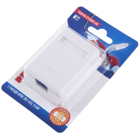 Розетка компьютерная REXANT 06-0104-B сетевая LAN, на стену, 1 гнездо 8Р8С (RJ-45), CAT Розетка компьютерная REXANT 06-0104-B сетевая LAN, на стену, 1 гнездо 8Р8С (RJ-45), CAT