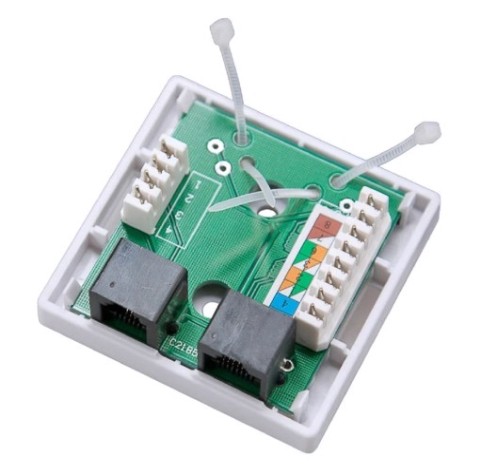 Розетка компьютерная+телевизионная REXANT 03-0120 внешняя, RJ-45(8P8C) + RJ-11(6P-4C), UTP