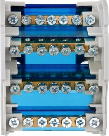 Шина REXANT 11-2304-7 на DIN-рейку в корпусе (кросс-модуль) 4х7 групп