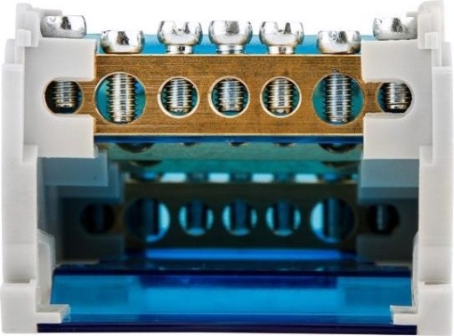Шина REXANT 11-2304-7 на DIN-рейку в корпусе (кросс-модуль) 4х7 групп