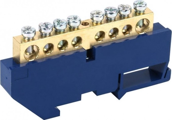 Шина REXANT 11-2347 «N» нулевая на DIN-рейку 8x12 мм стойка бол. 8 гр.