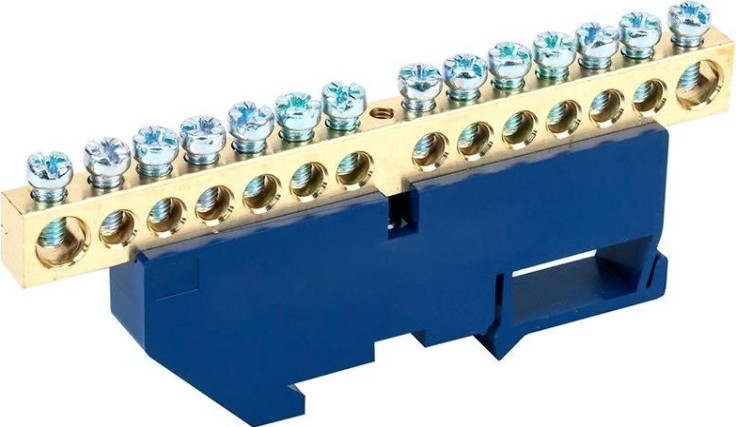 Шина REXANT 11-2350 «N» нулевая на DIN-рейку 8x12 мм стойка бол. 14 гр