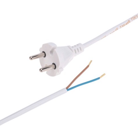 Шнур электрический REXANT 11-1302 с вилкой ПВС 2х0,75 мм² 3м (белый)