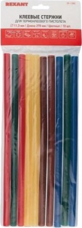 Стержни клеевые REXANT цветные 11x270 мм, 10 шт. (хедер) [09-1280]