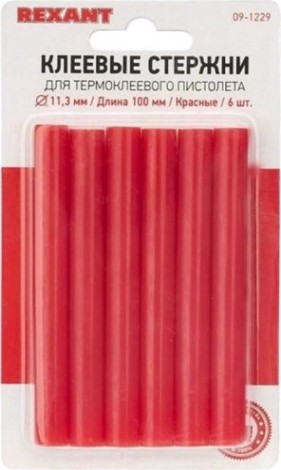 Стержни клеевые REXANT красные 11x100 мм, 6 шт. [09-1229]