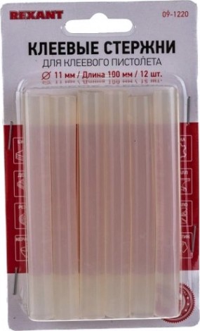 Стержни клеевые REXANT прозрачные 11x100 мм, 12 шт. [09-1220]