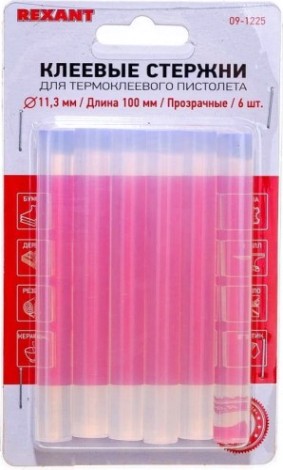 Стержни клеевые REXANT прозрачные 11x100 мм, 6 шт. [09-1225]