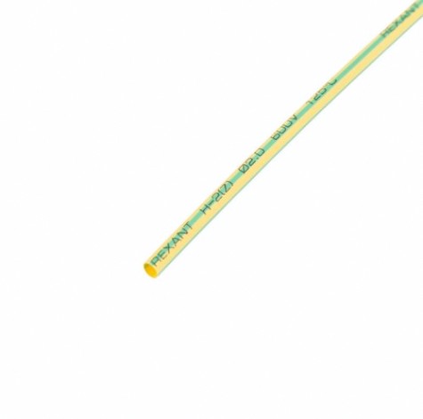 Термоусаживаемая трубка REXANT 20-2007 ТУТ нг 2,0/1,0мм, желто-зеленая (уп.50 шт. по1м)