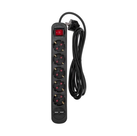 Удлинитель REXANT 13-4041 STANDARD 5 гнезд, 3м, 3х1,0мм², с/з, с выкл., 2USB