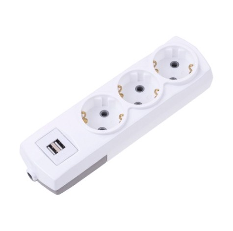 Удлинитель REXANT 13-4110 PREMIUM 3 гнезда, 3м, 3х1,5мм², с/з, 2 USB, белый