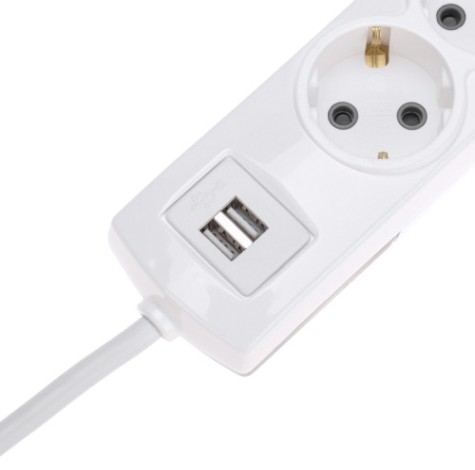 Удлинитель REXANT 13-4122 PREMIUM 6 гнезд, 3м, 3х1,5мм², с/з, 2 USB, белый Удлинитель REXANT 13-4122 PREMIUM 6 гнезд, 3м, 3х1,5мм², с/з, 2 USB, белый