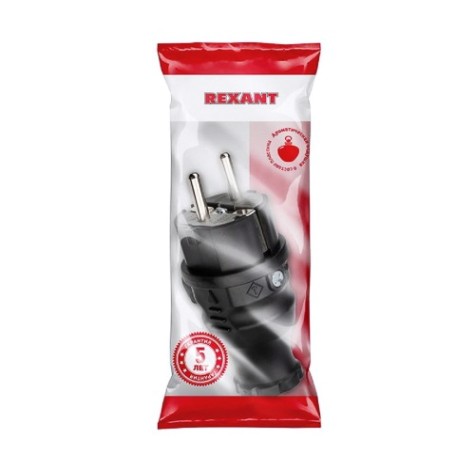 Вилка REXANT 111-001 прямая влагозащищенная, с/з, 16A, IP44 каучук Вилка REXANT 111-001 прямая влагозащищенная, с/з, 16A, IP44 каучук