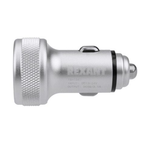 Зарядное устройство REXANT 18-1947 в прикуриватель 2хUSB с дисплеем серебристая Зарядное устройство REXANT 18-1947 в прикуриватель 2хUSB с дисплеем серебристая