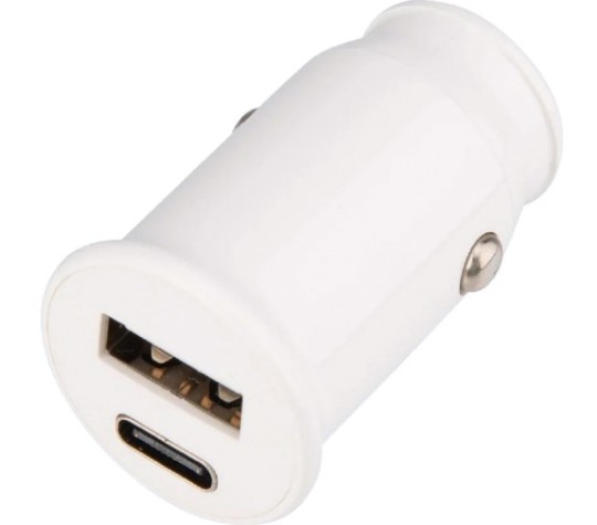 Зарядное устройство REXANT 18-2229 в прикуриватель АЗУ USB-A+USB-C, 2.4A белая
